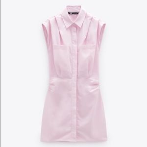 Zara TRF pink ruched poplin dress
